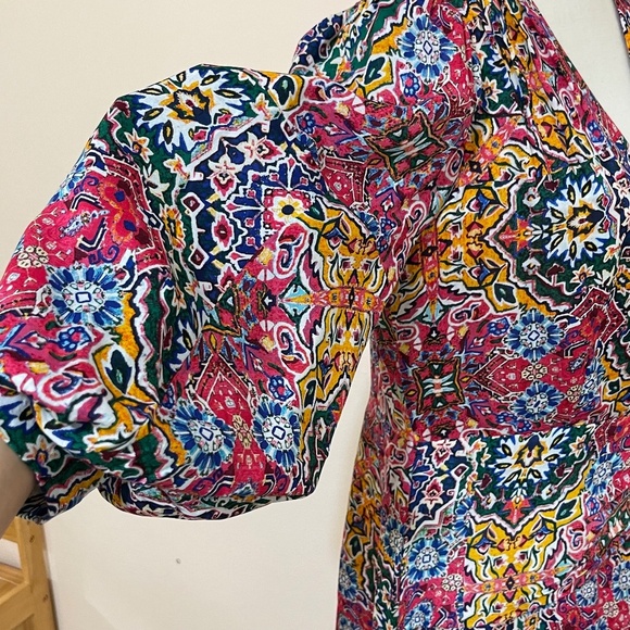 Calvin Klein Women's V-Neck Knee Length Dress with Puffed Sleeves Size 10 - Picture 9 of 16